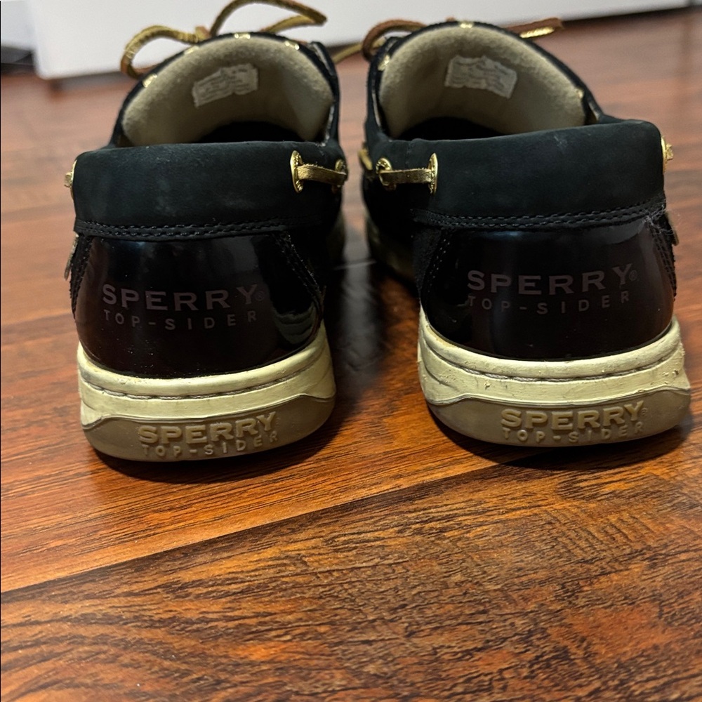 Sperry Women Top-Sider Black Gold Dot Leather Boat Shoe Sz 8.5 - Picture 5 of 8